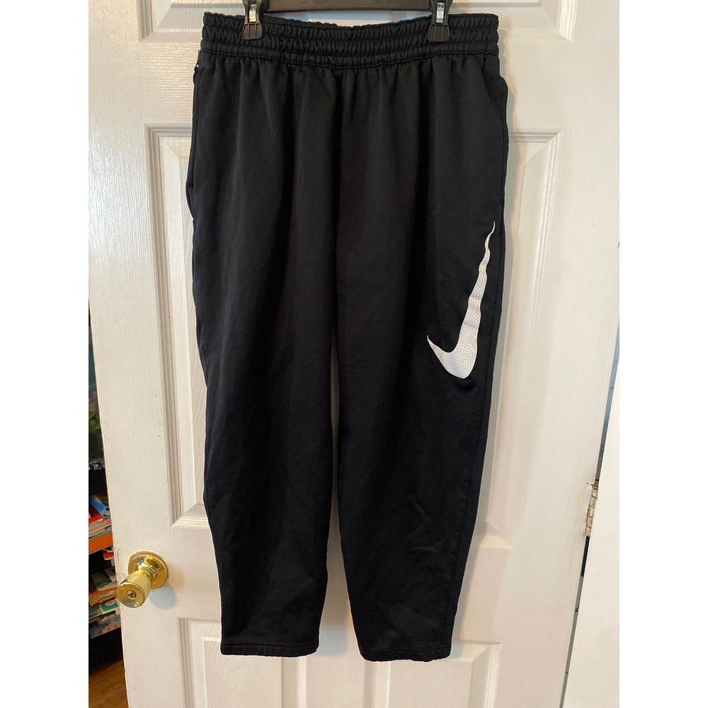 Nike Dri-FIT Mens XL Black Training Pants Big Swoosh Joggers Athletic Sweatpants